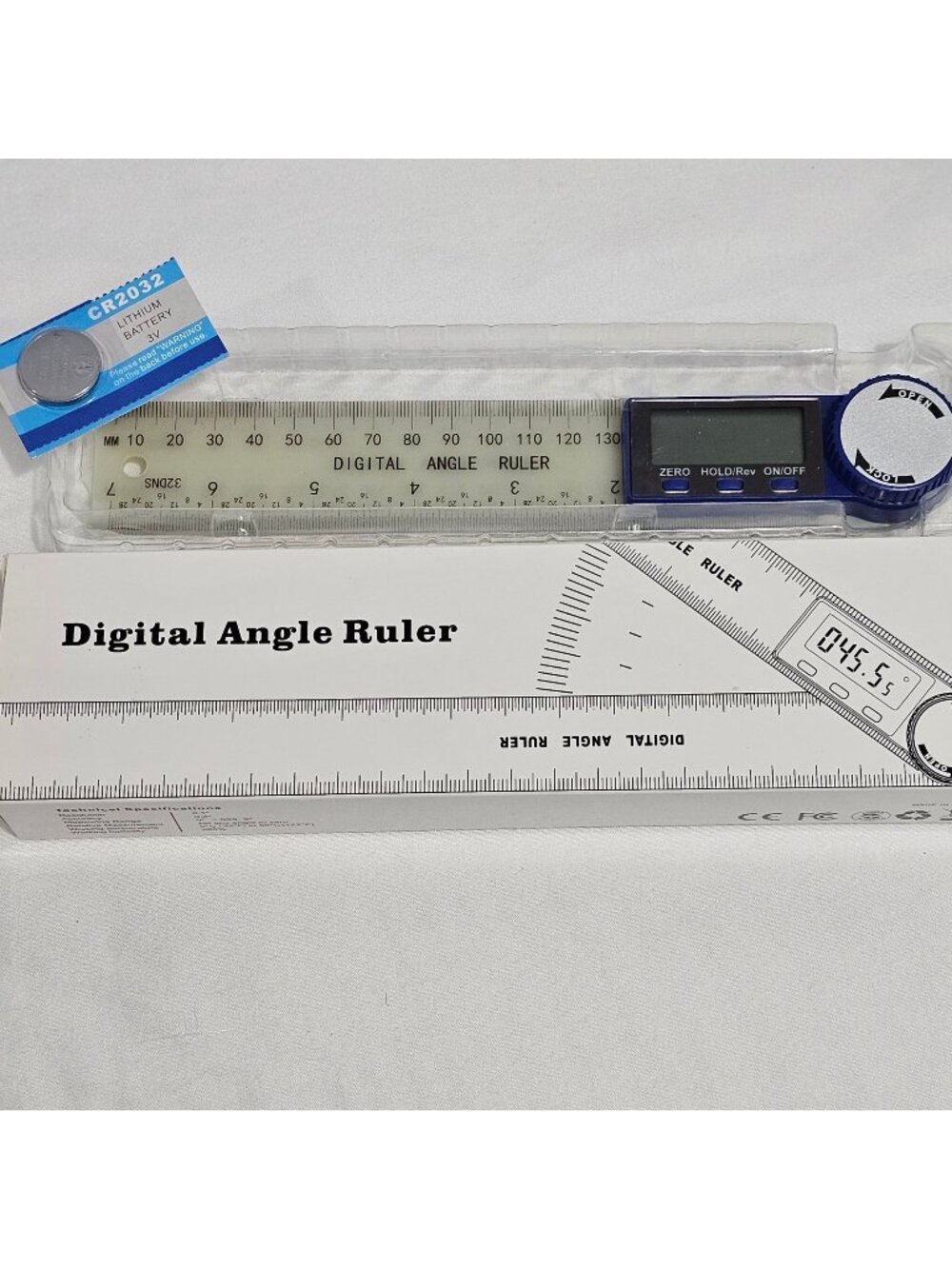 Digital Angle Ruler 0-200mm With LCD Display & CR2032 Battery
